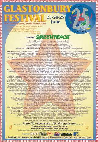Glastonbury Festival poster, 1995. 