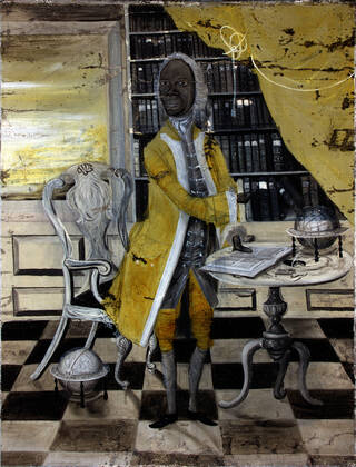 Scan of Francis Williams portrait showing sketching of where the coat used to be