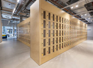 A wall of individual lockers